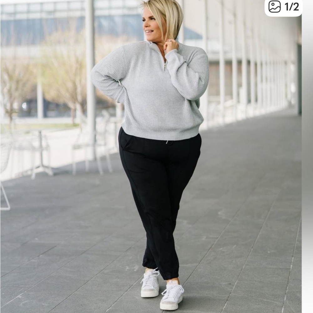 ZYIA Dove Gray 1/4 Zip Ingrid Sweater